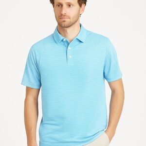 J.Crew Performance Polo Shirt Men’s M Blue Striped Stretch Golf Activewear